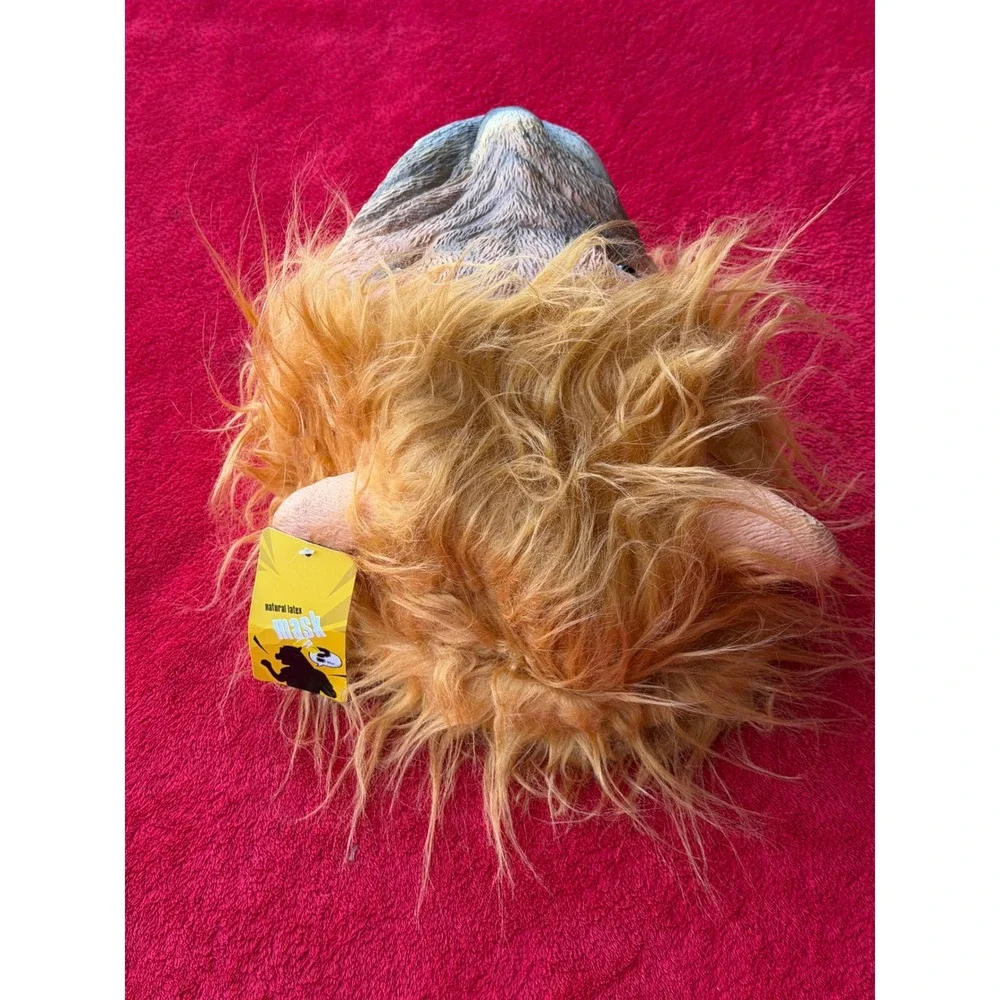 CreepyParty Lion Latex Mask Adult One Size Tan New Realistic Faux Fur Mane